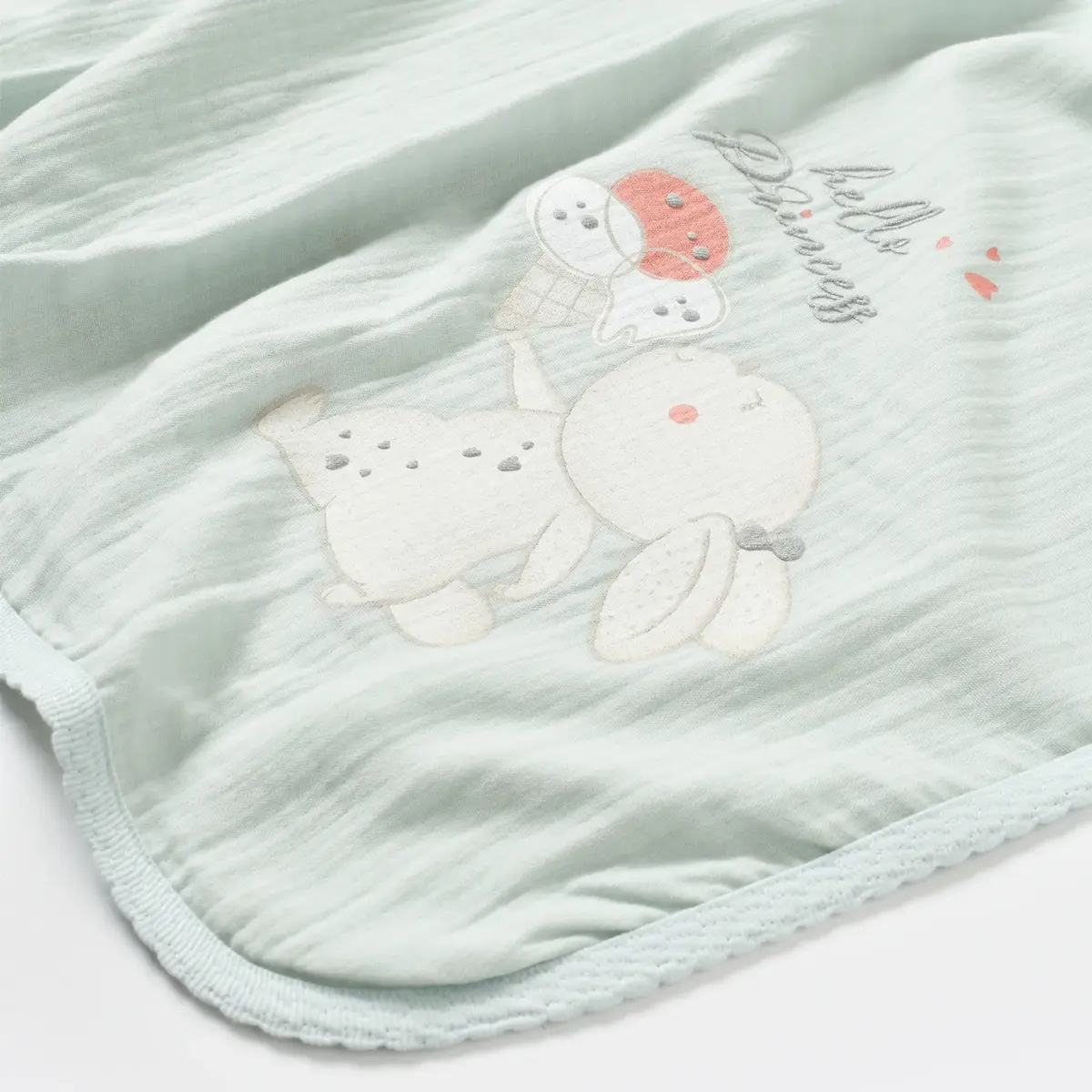 Bibaby Organik Battaniye Pretty Ears Bunny Mint - Ekru