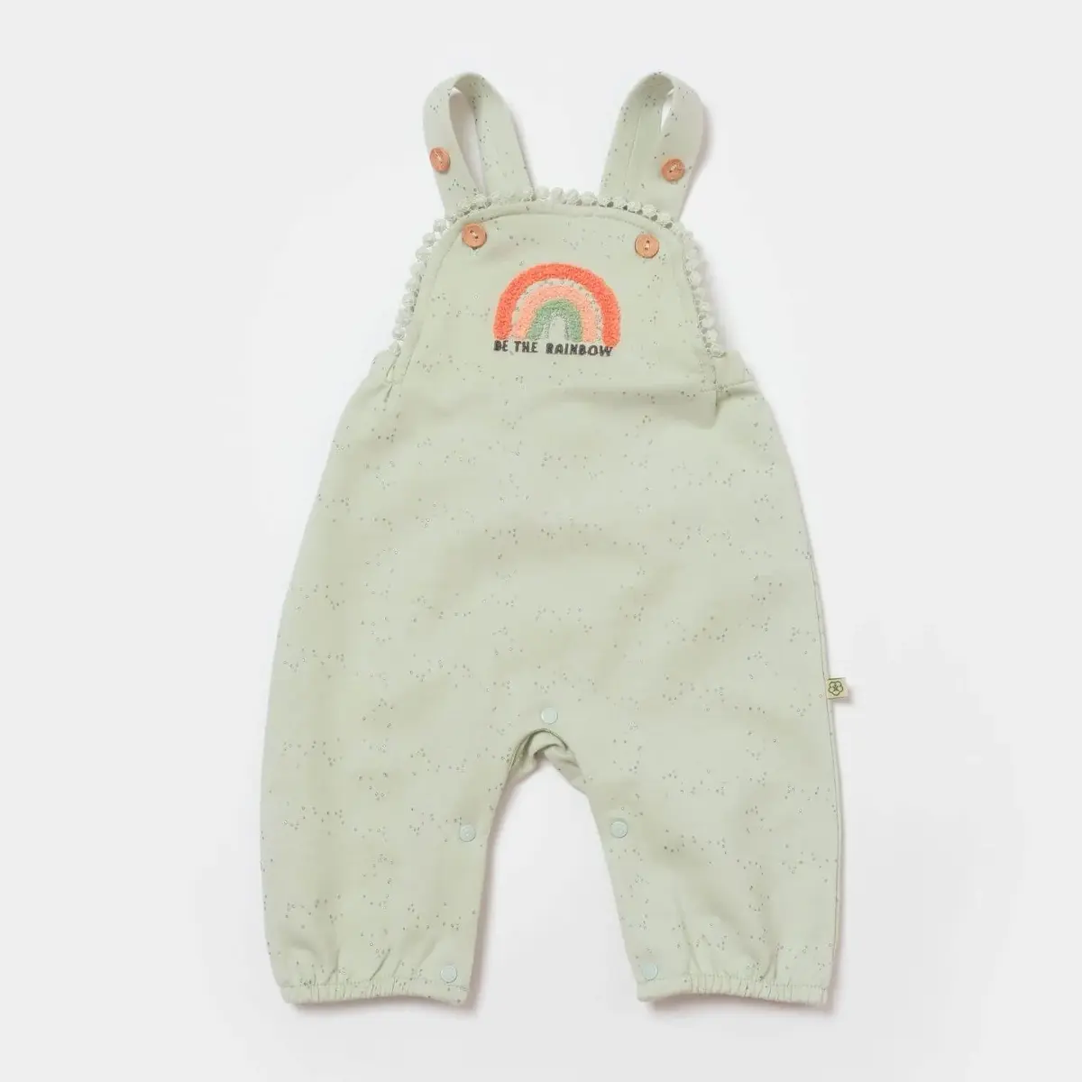 Bibaby Organik Salopet Tulum Tiny Birds Ekru - Yeşil