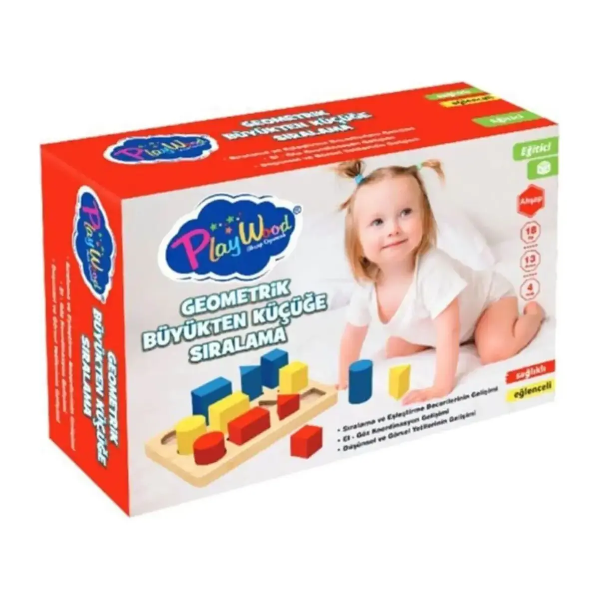 Playwood Kutuda Ahşap Geometrik Büyükten Küçüğe Sıralama