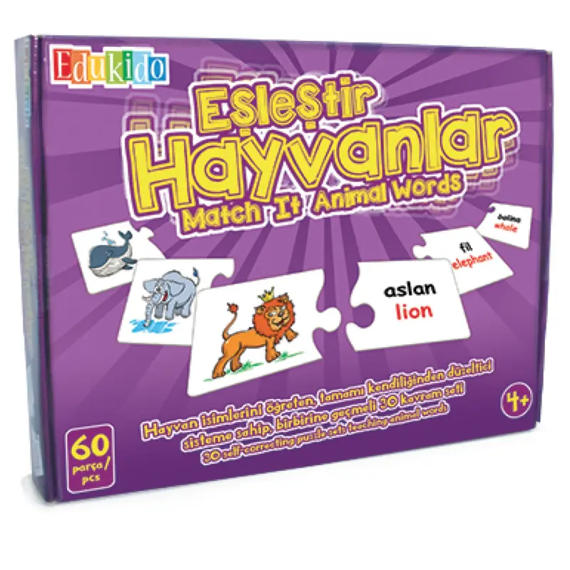 Edukido Eşleştir Hayvanlar Mukavva Puzzle