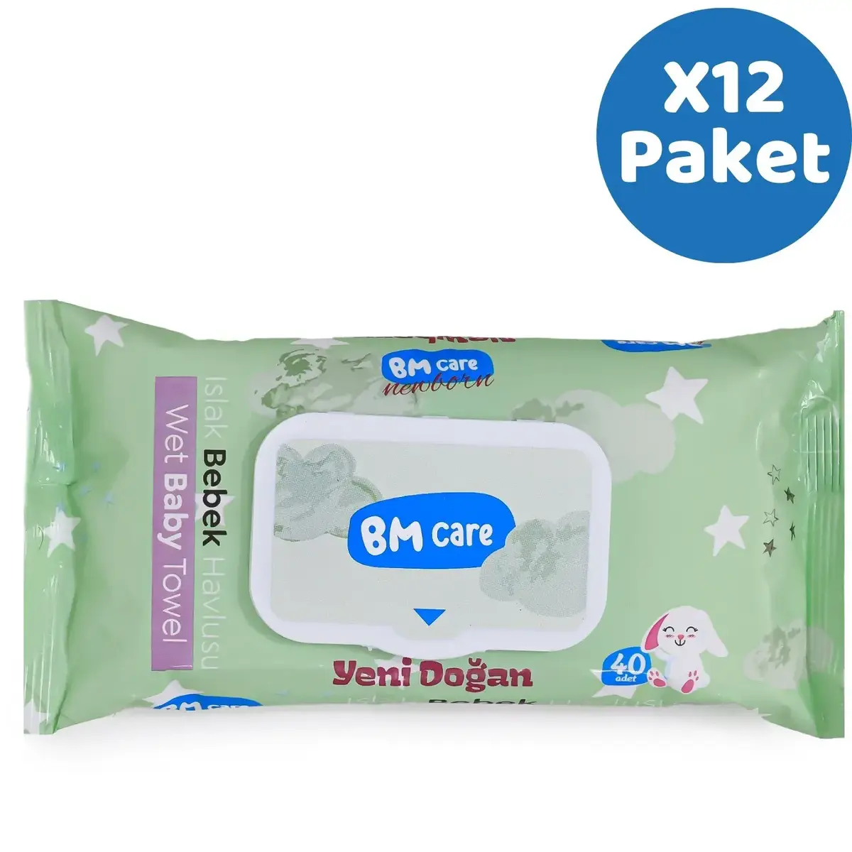 BM Care Yenidoğan Islak Havlu 12x40lı