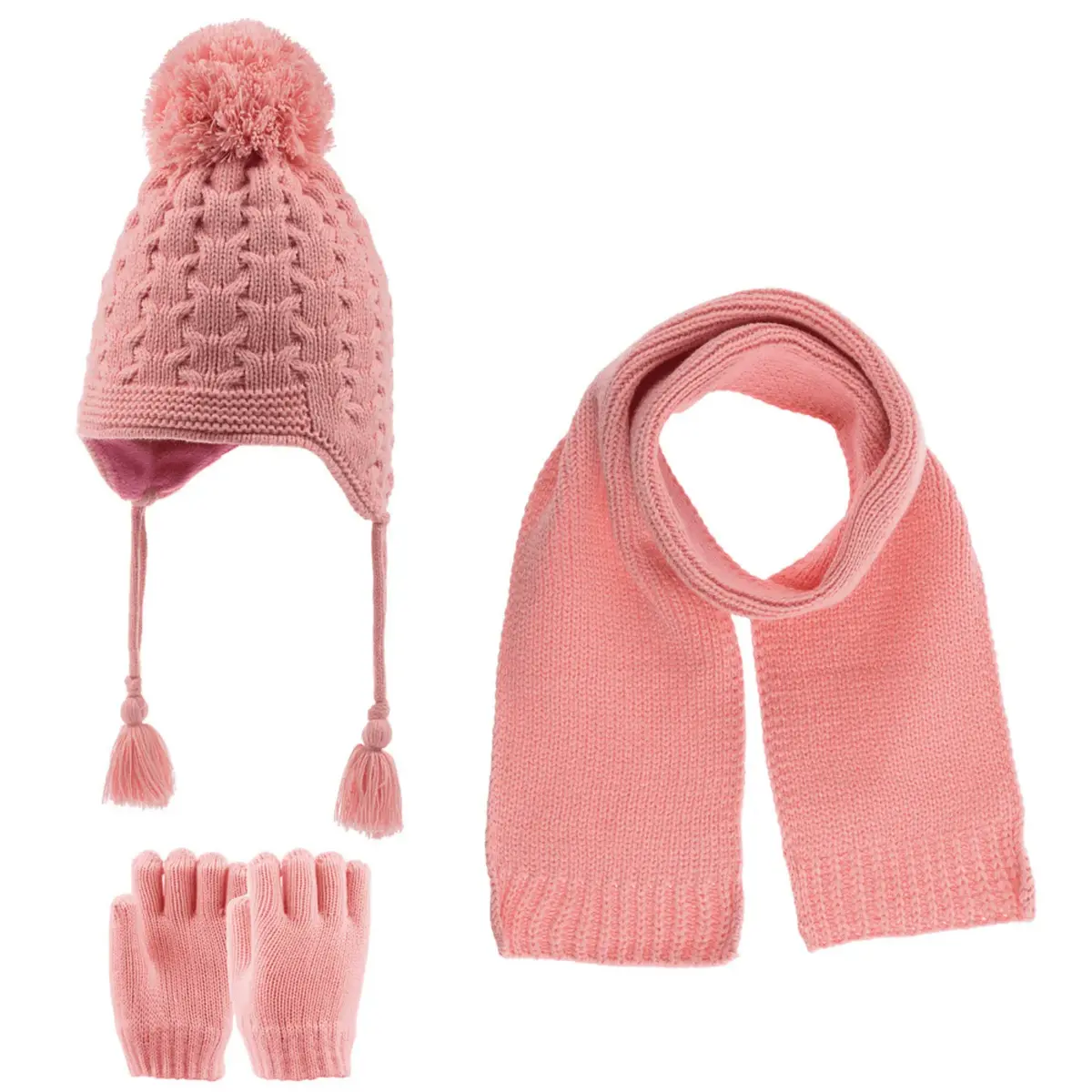 Kitti Atkı Bere Eldiven Takım Koyu Pembe