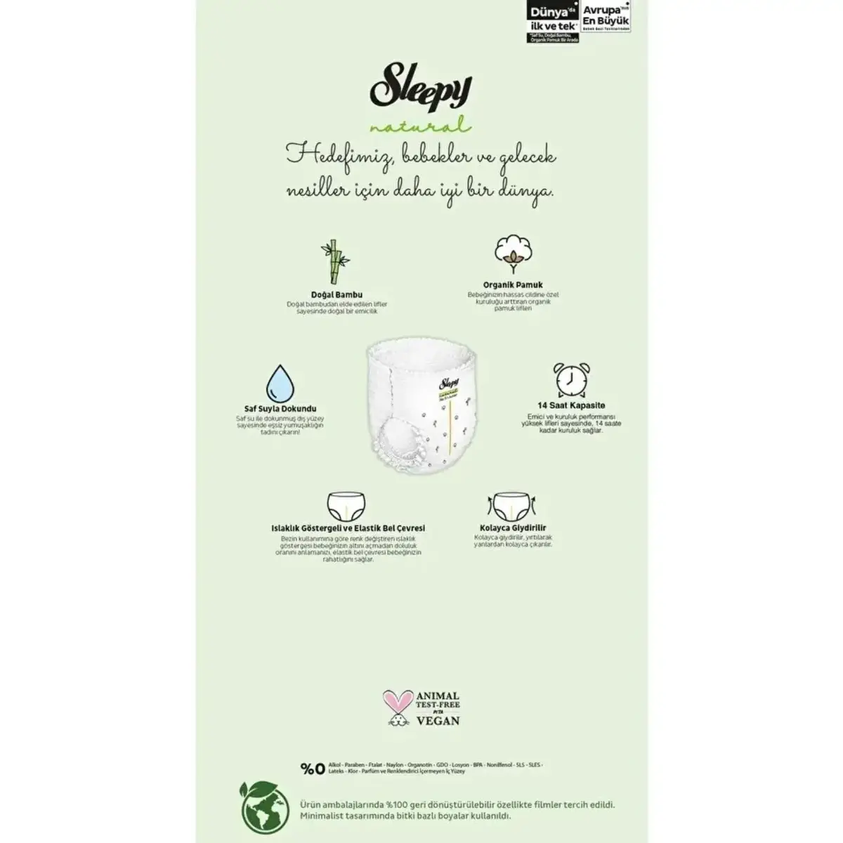 Sleepy Natural Külot Bebek Bezi 6 Beden XL 62li Ultra Paket