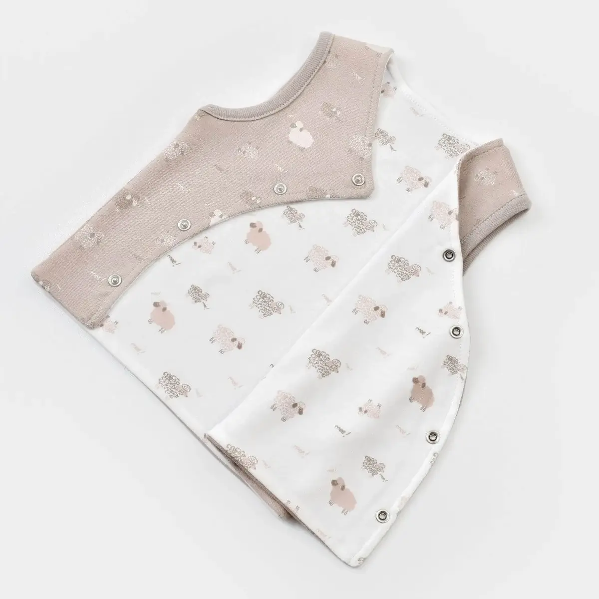 Bibaby Organik Yelek Çift Taraflı Curly Sheep Bej