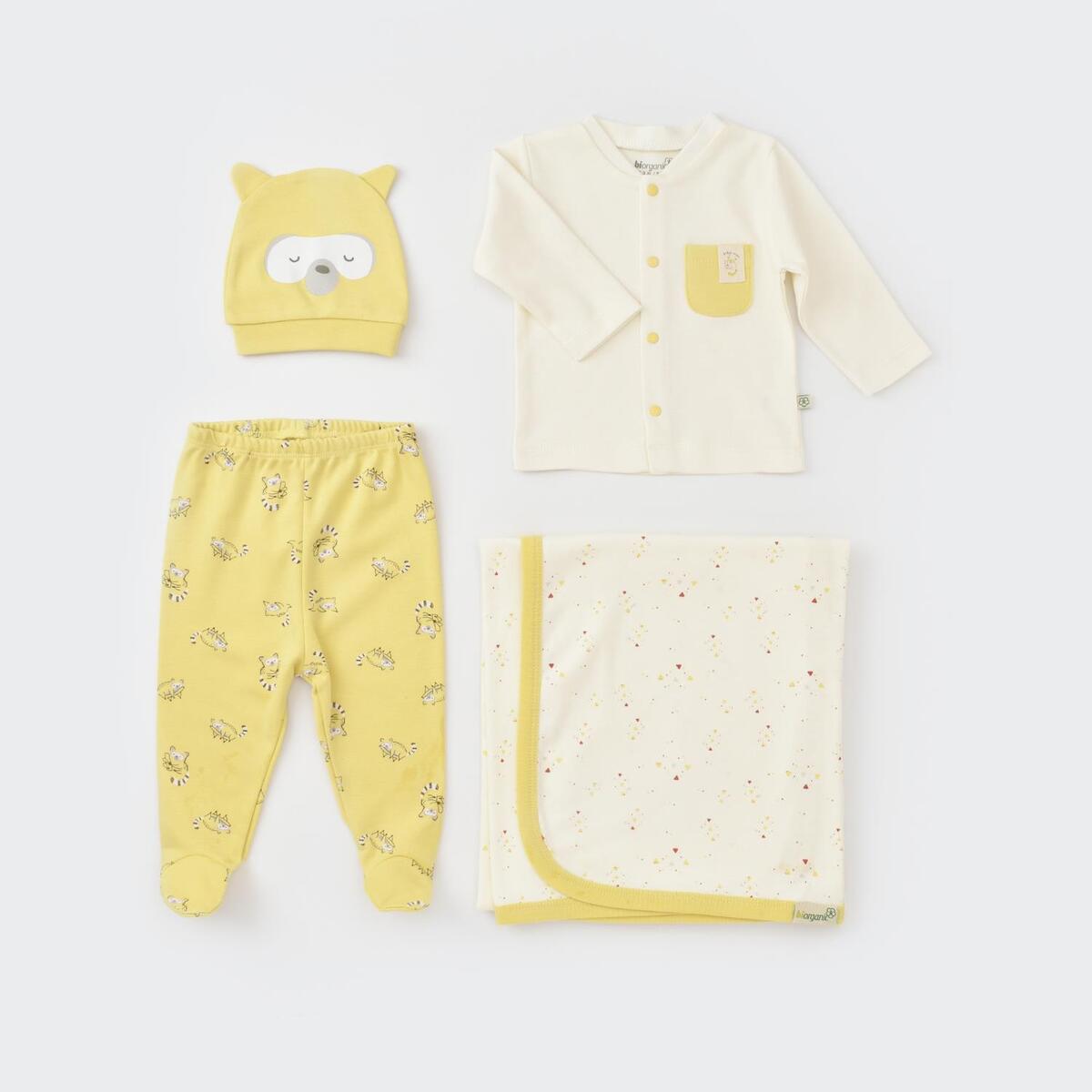 Bibaby Organik Zıbın Takımı Battaniyeli Tüllü Baby Racoon Lemon Grass Vanilla Ice