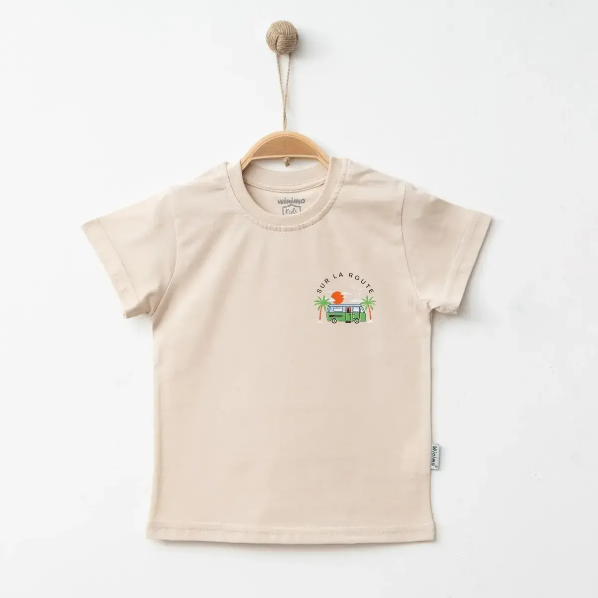 Winimo T-Shirt Otobüs Baskılı Bej