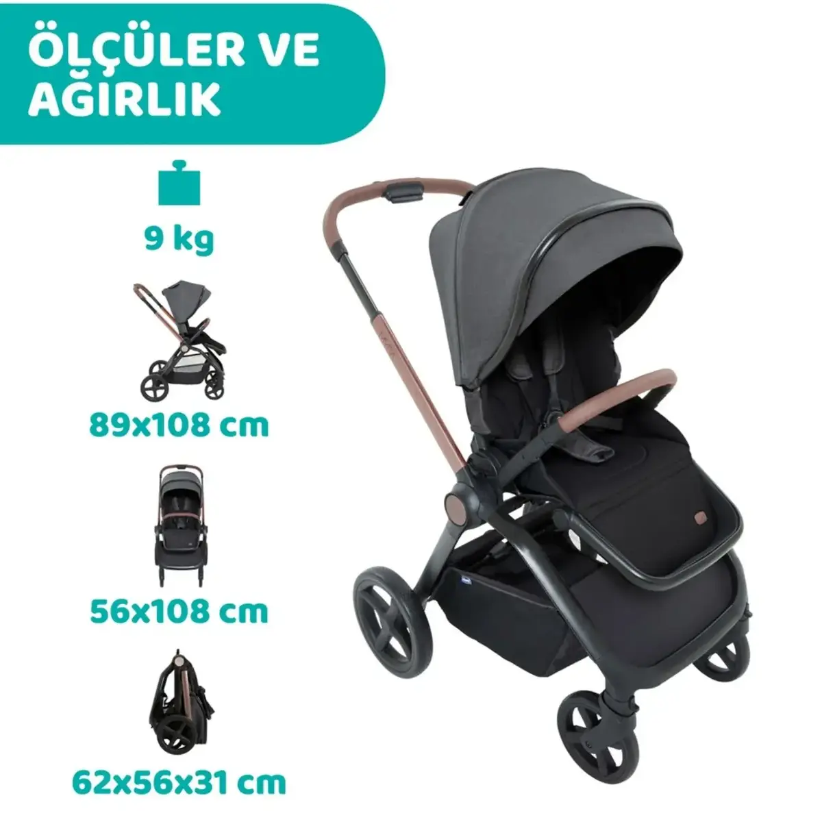 Chicco Mysa Bebek Arabası Black Satın