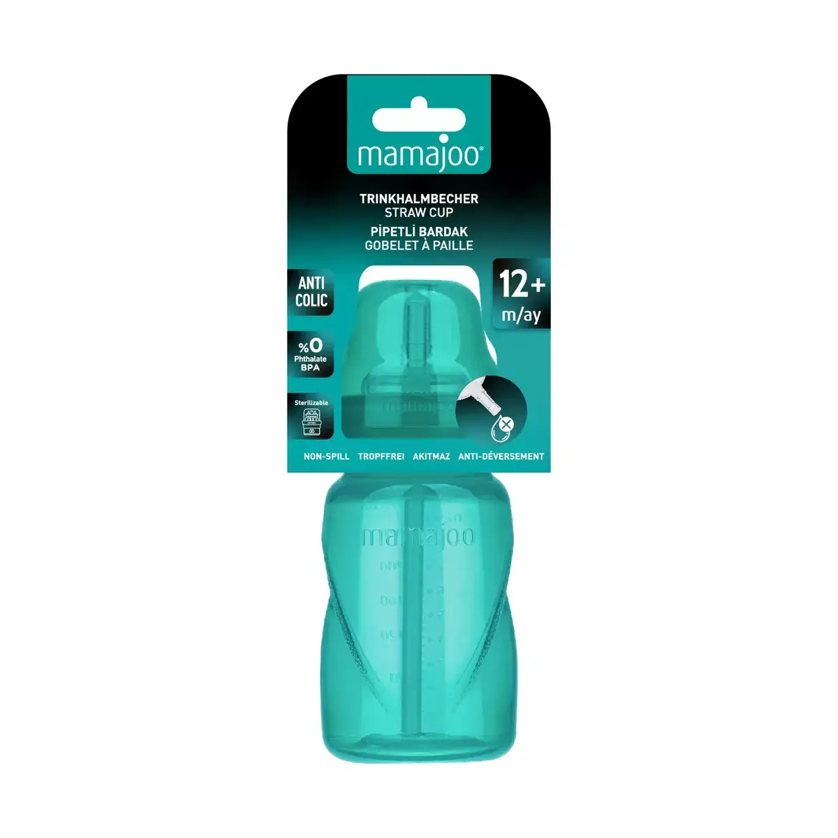Mamajoo Akıtmaz Pipetli Bardak 270 ml Yeşil 