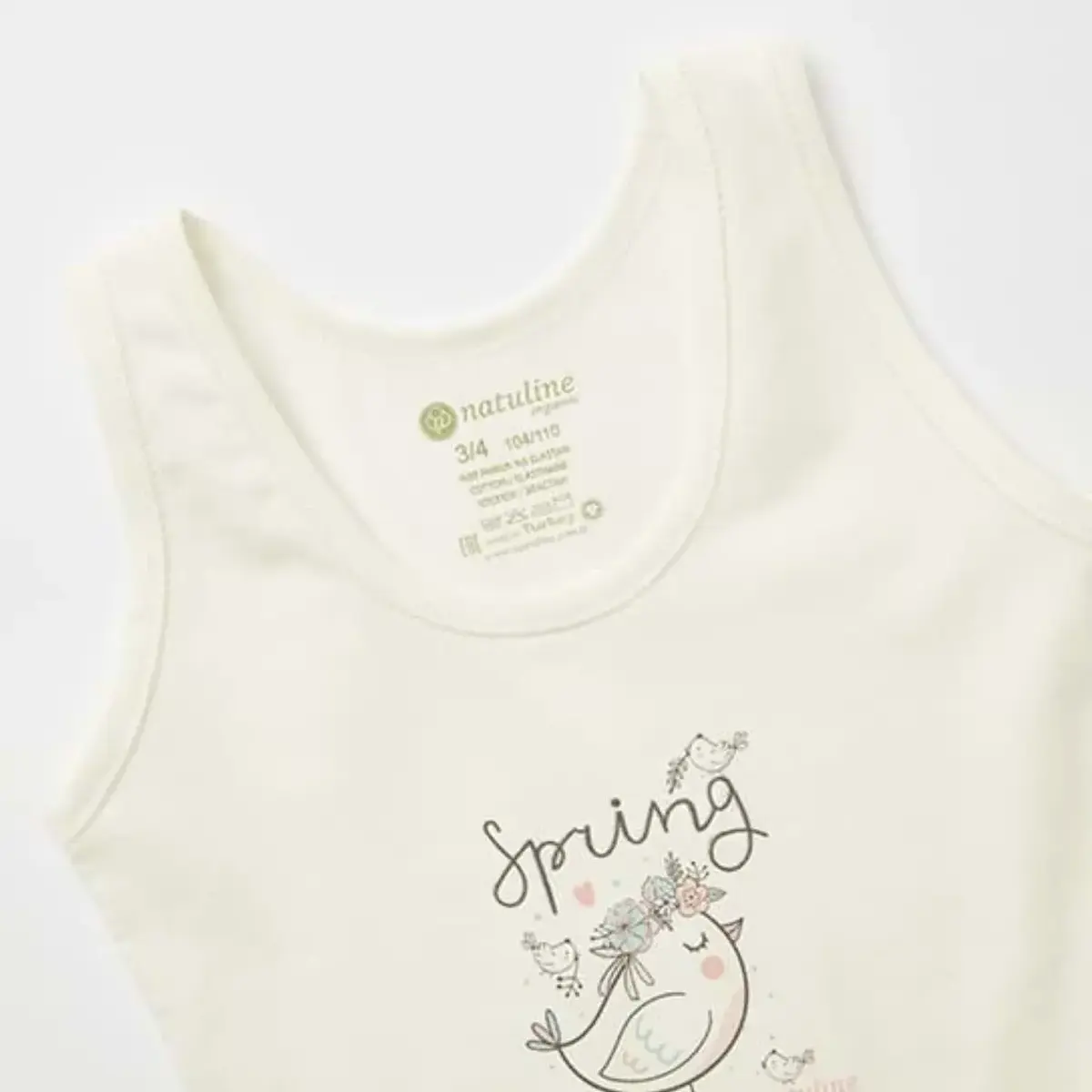 Natuline Organik Atlet Likralı Spring Bird 2li Pembe - Ekru