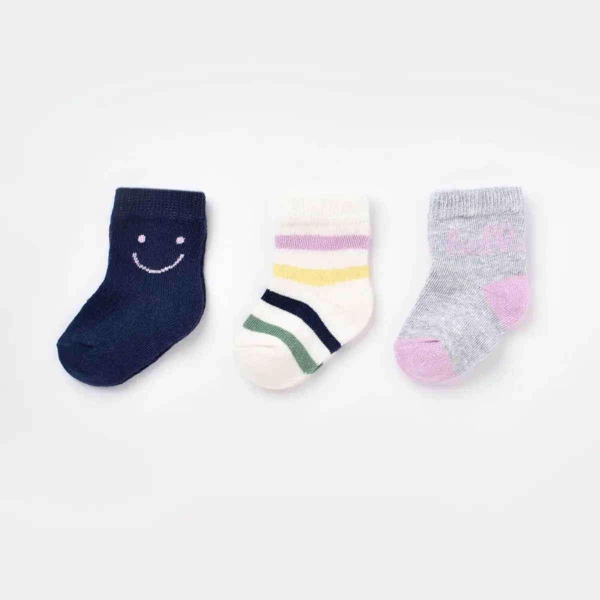 Bibaby Organik Çorap Soket 3lü Smile Lacivert