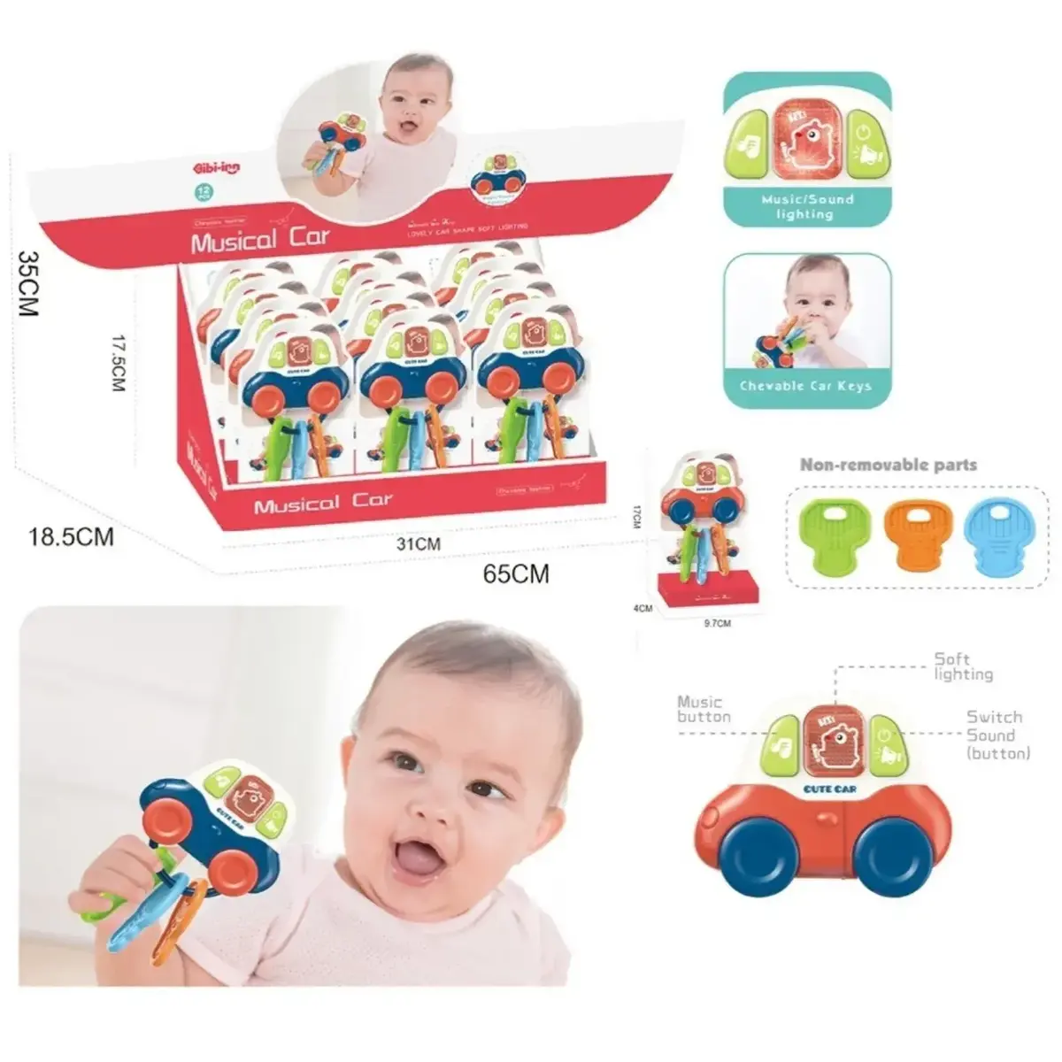 Vardem Işıklı Müzikli Diş Kaşıyıcı Anahtarlıklı Araba