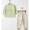 Mini Damla Pijama Takımı Penye Tilki Tavşan Emprime Yeşil
