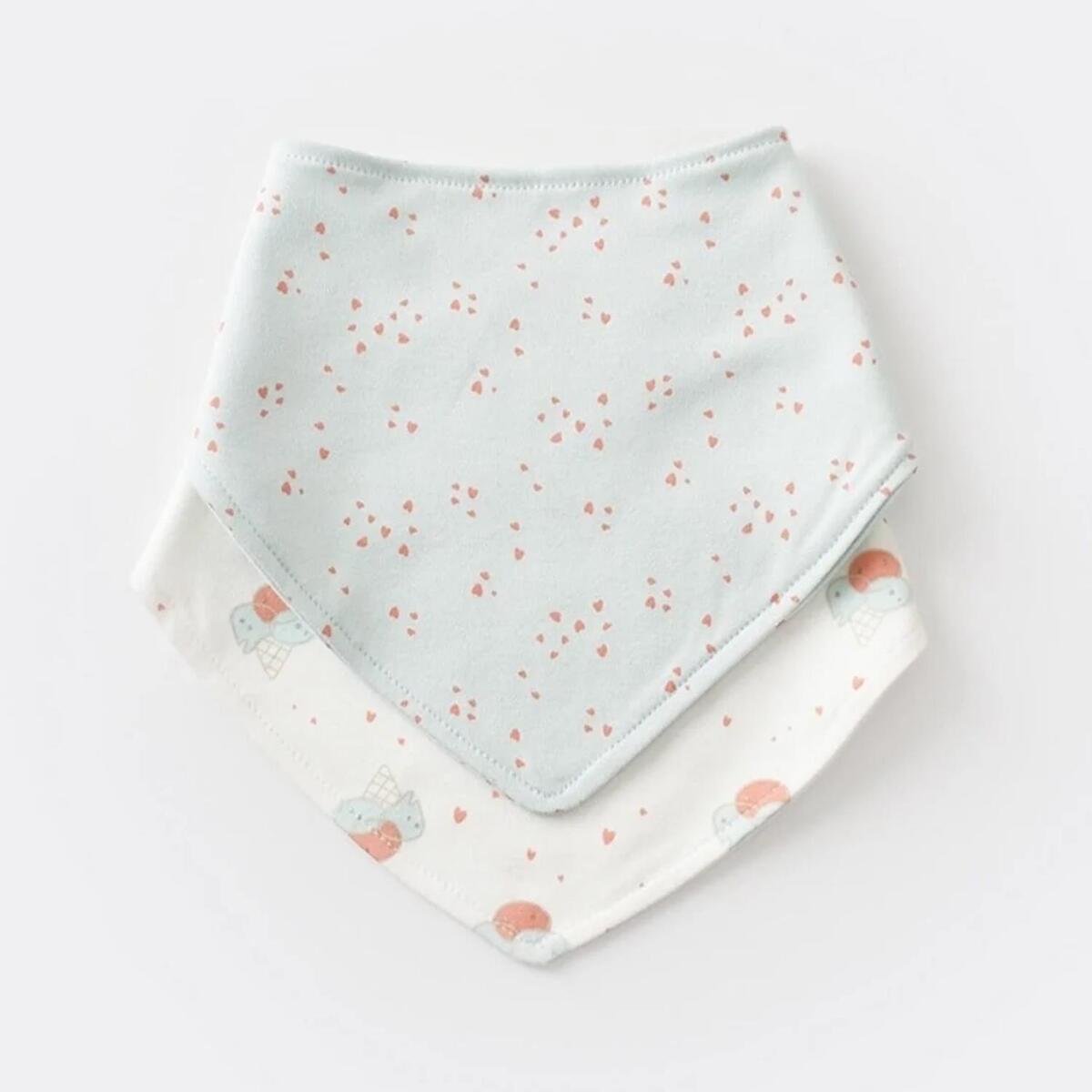 Bibaby Organik Fular Önlük 2li Pretty Ears Bunny Mint - Ekru