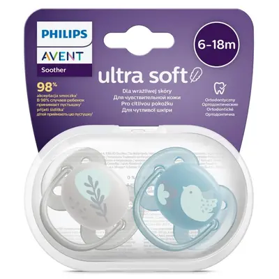 Philips Avent SCF091/15 Soother Ultra Yumuşak Emzik 6-18 Ay 2li Erkek