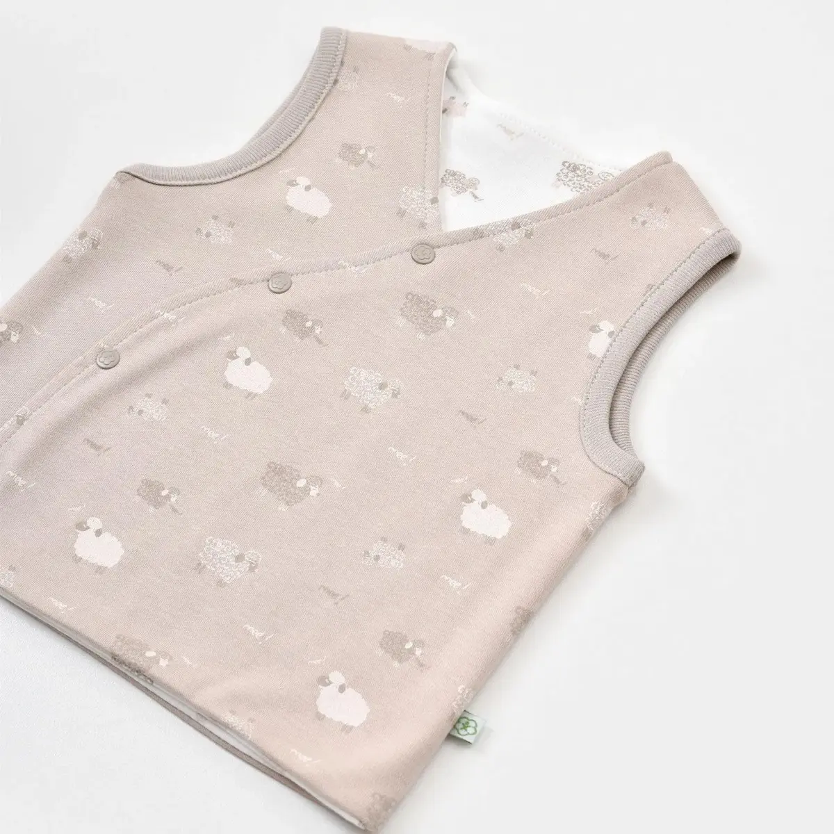 Bibaby Organik Yelek Çift Taraflı Curly Sheep Bej