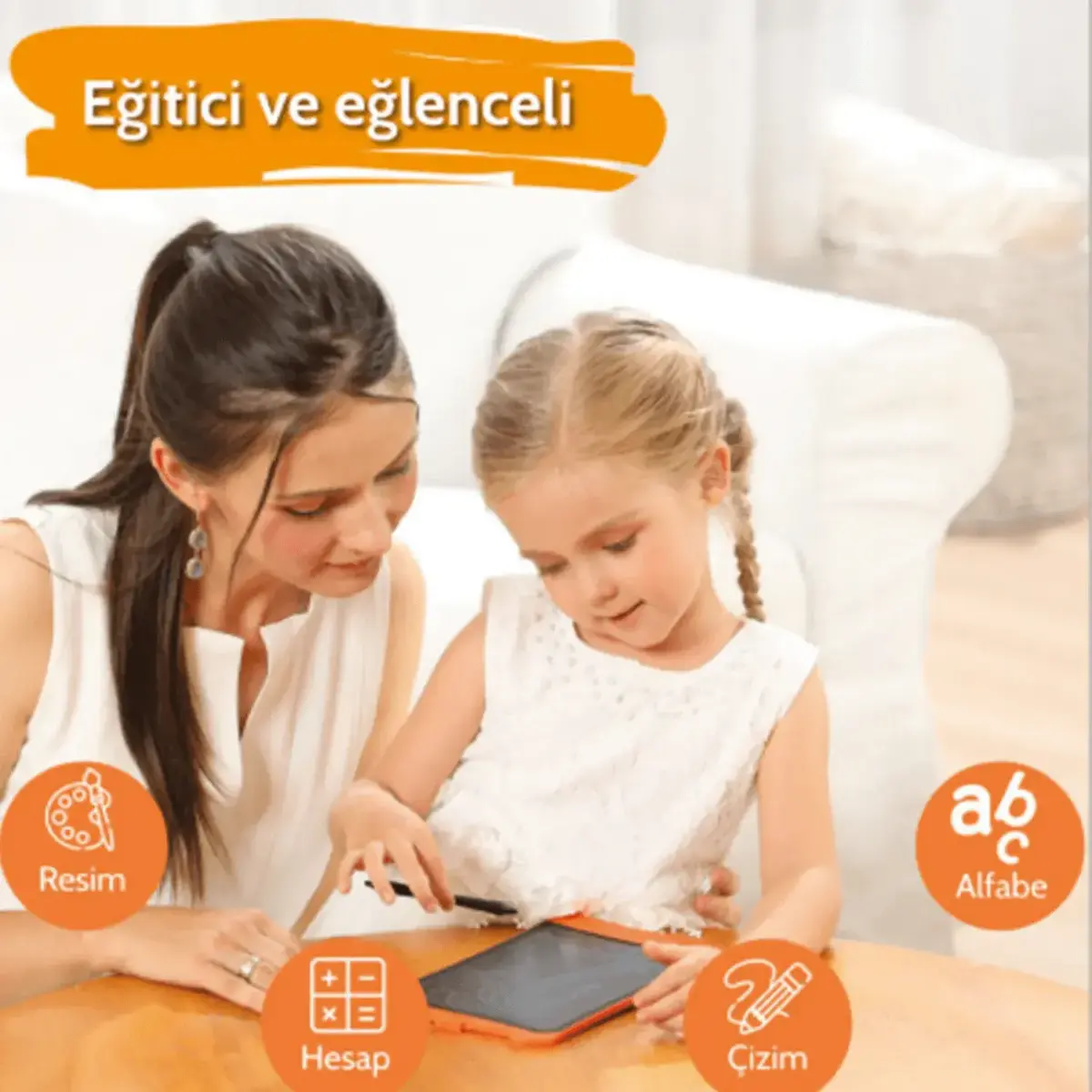 Wicue LCD Dijital Mıknatıslı Renkli Çizim Tableti 8,5" Turuncu