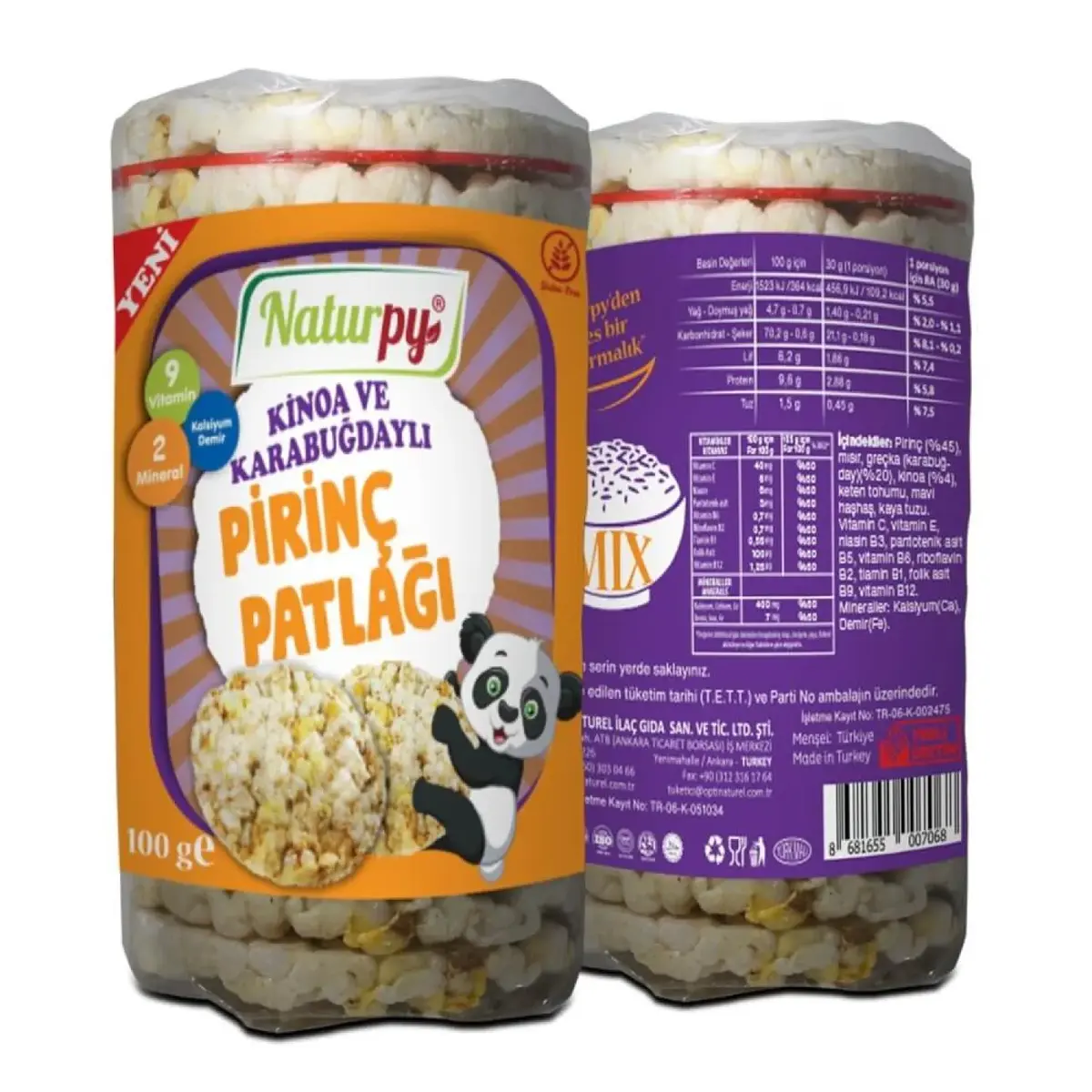 Naturpy Glutensiz Kinoa ve Karabuğdaylı Pirinç Patlağı 100 gr 