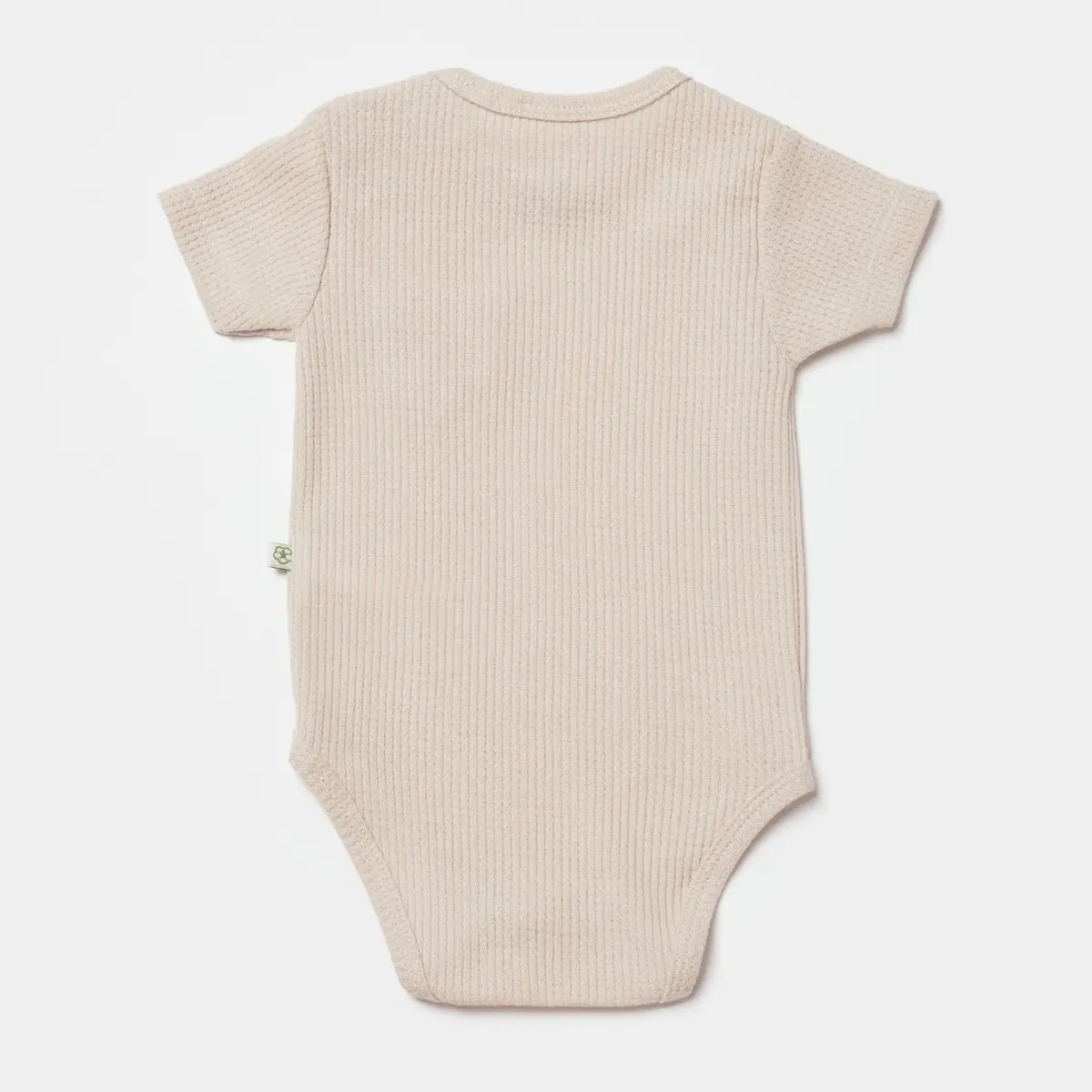 Bibaby Organik Body Kısa Kol Waffle Smile Bej