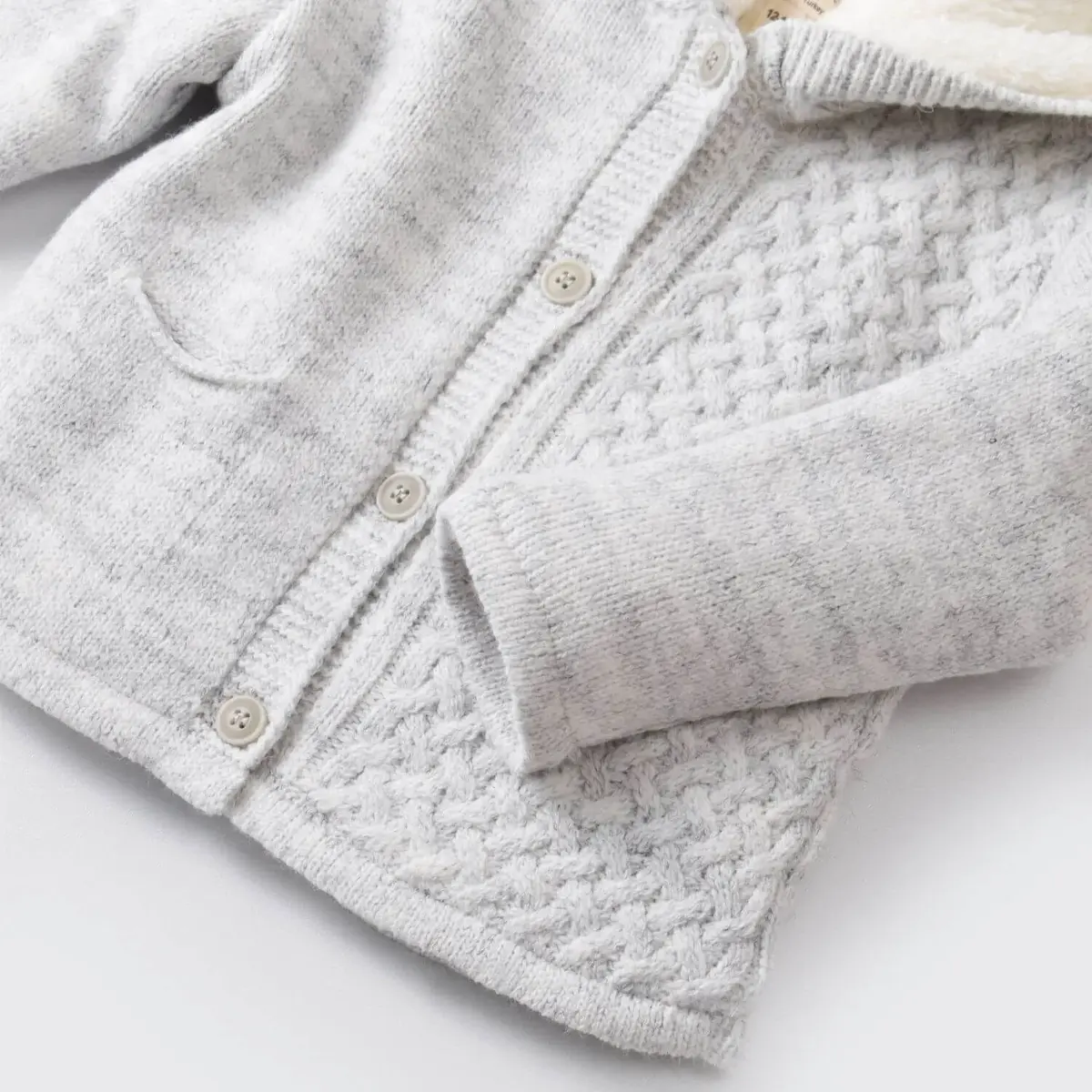 Bibaby Hırka Cepli Welsoft Triko Gri