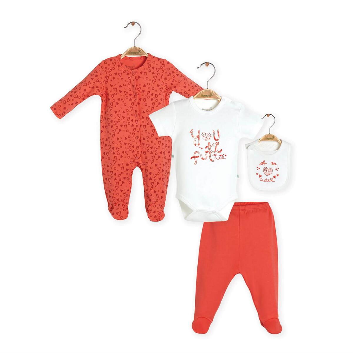 Bibaby Organik Tulum Takımı Tüllü Lee Leopar Nar Çiçeği - Ekru