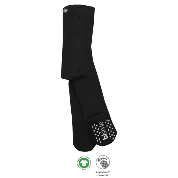 Bistyle Organik Çorap Külotlu Kaymaz Havlu  Siyah