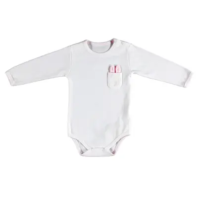 Bibaby Organik Body Rabbit Girl Cepli Ekru - Pembe