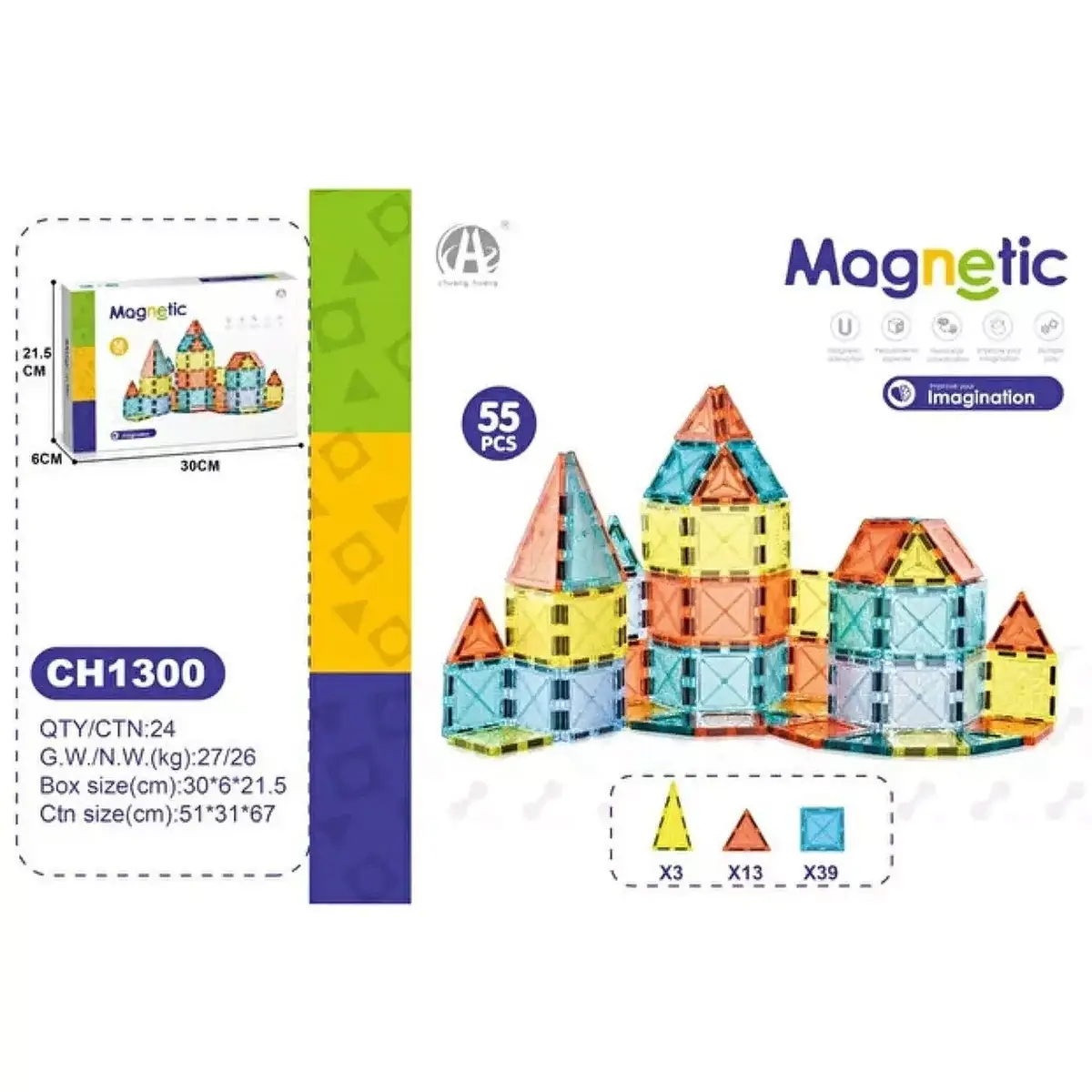 Manyetik Blok 5.5cm 55 Parça