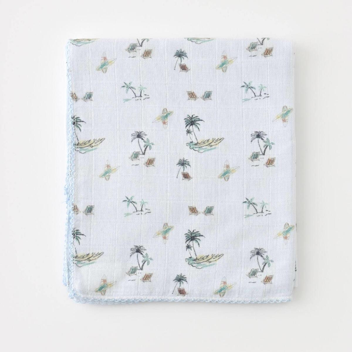 Bibaby Müslin Battaniye Palm Mavi