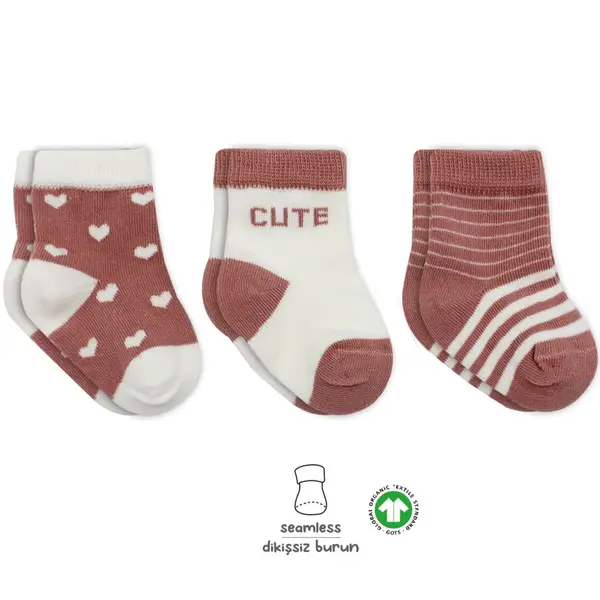 Bibaby Çorap Soket 3lü Penye Stars Bistyle Pembe