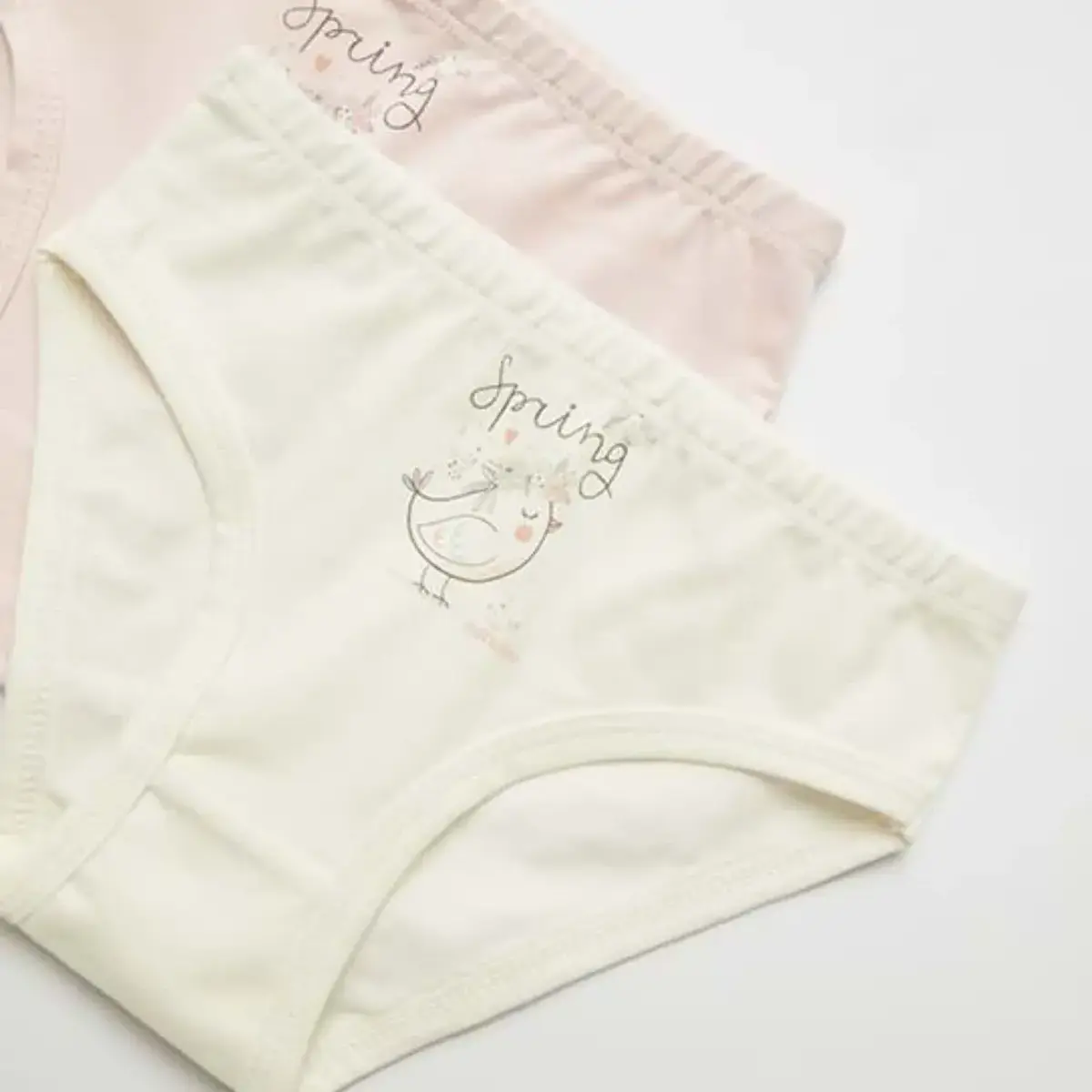 Natuline Organik Slip Likralı Spring Bird 2li Pembe - Ekru