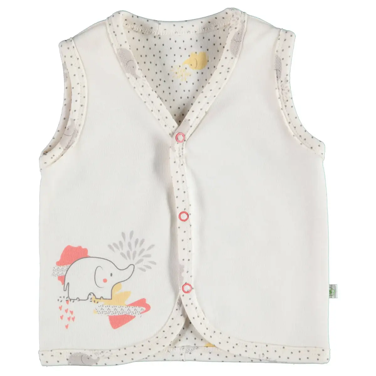 Bibaby Organik Yelek Natural Circus Ekru - Nar Çiçeği