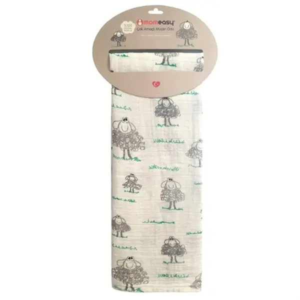 Momeasy Müslin Örtü Tekli 100x120cm Kuzu