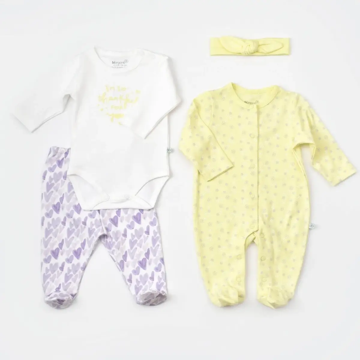 Bibaby Organik Tulum Takımı Tüllü Love You Baby Yellow Lavender