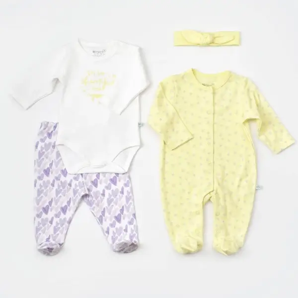 Bibaby Organik Tulum Takımı Tüllü Love You Baby Yellow Lavender