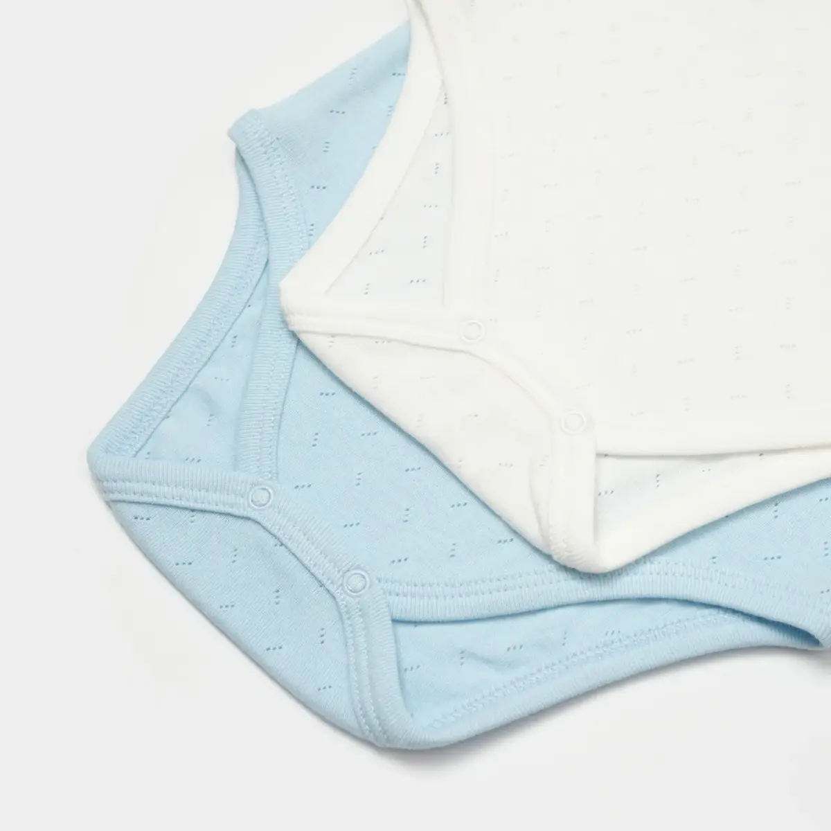 Bibaby Body Kısa Kol 2li Jakarlı Mavi - Ekru