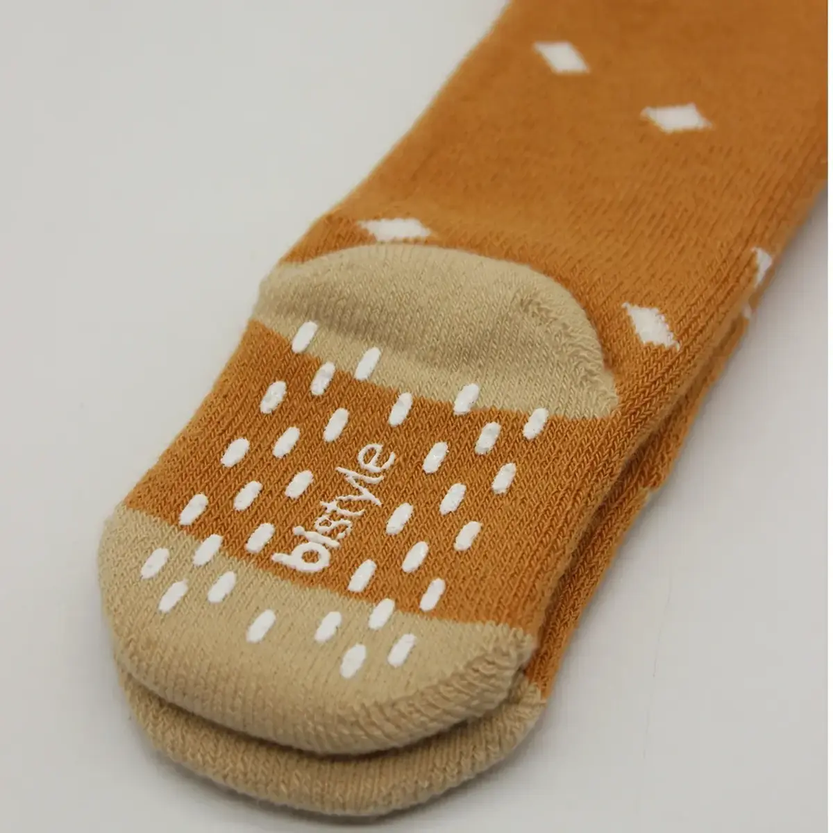 Bistyle Organik Çorap Külotlu Kaymaz Havlu  Puanlı Hardal