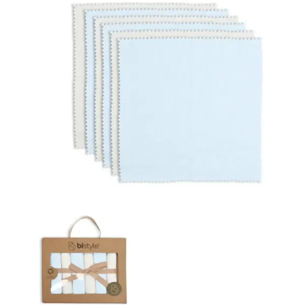 Bistyle Mendil 6lı Penye Colours Kutulu Ekru - Mavi