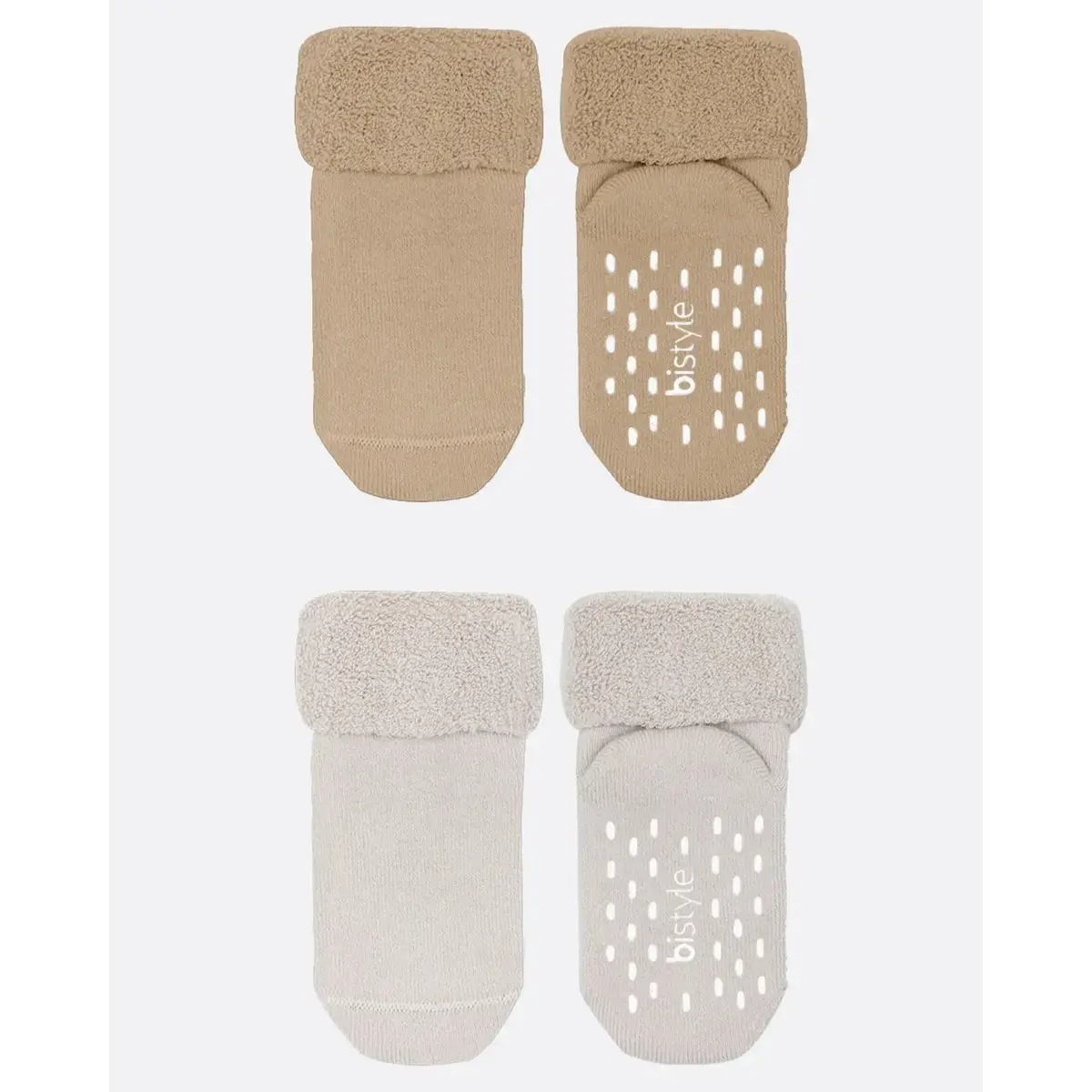 Bistyle Çorap Soket Havlu 2li Kaymaz Basic Boy Bej - Natural