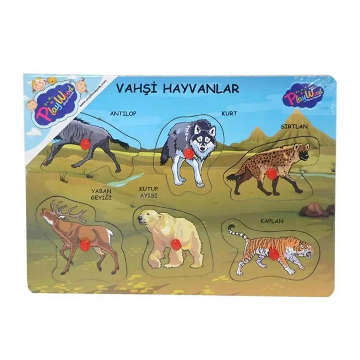 Playwood Ahşap Tutmalı Vahşi Hayvanlar