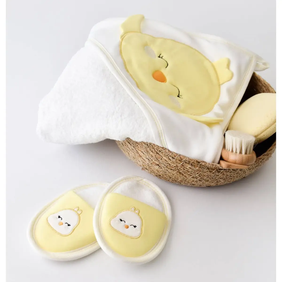 Bibaby Bornoz Takımı Smiley Bird Ekru - Sarı