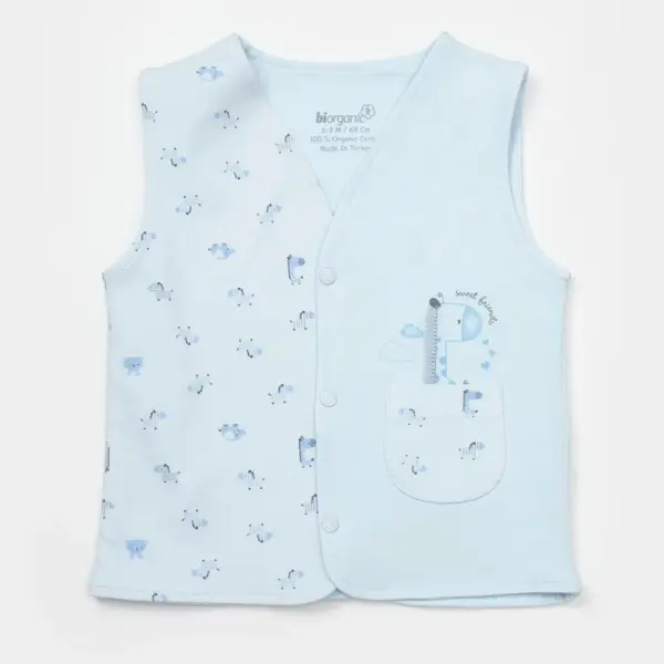 Bibaby Organik Yelek Sweet Friends Mavi