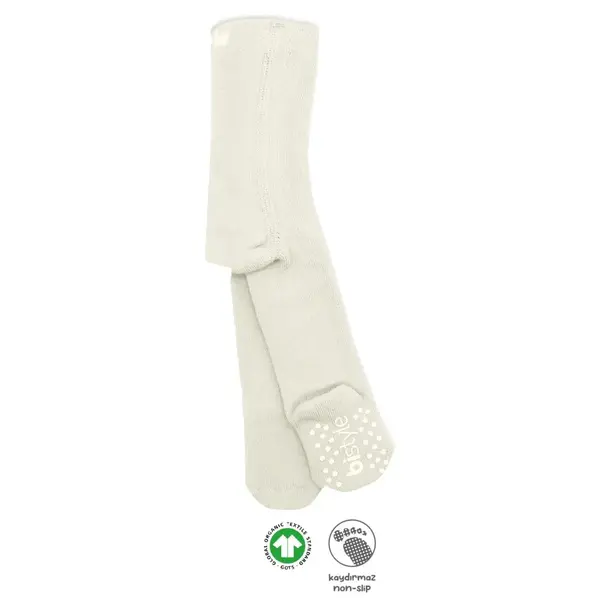 Bistyle Organik Çorap Külotlu Kaymaz Havlu  Ekru