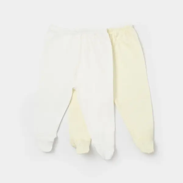 Bibaby Pantolon Patikli 2li Jakarlı Sarı - Ekru
