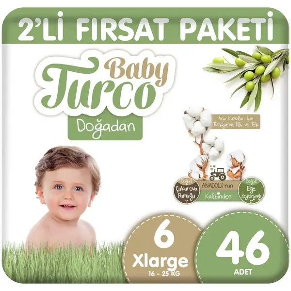 Baby Turco Doğadan Bebek Bezi 6 Beden XLarge 46lı Fırsat Paketi