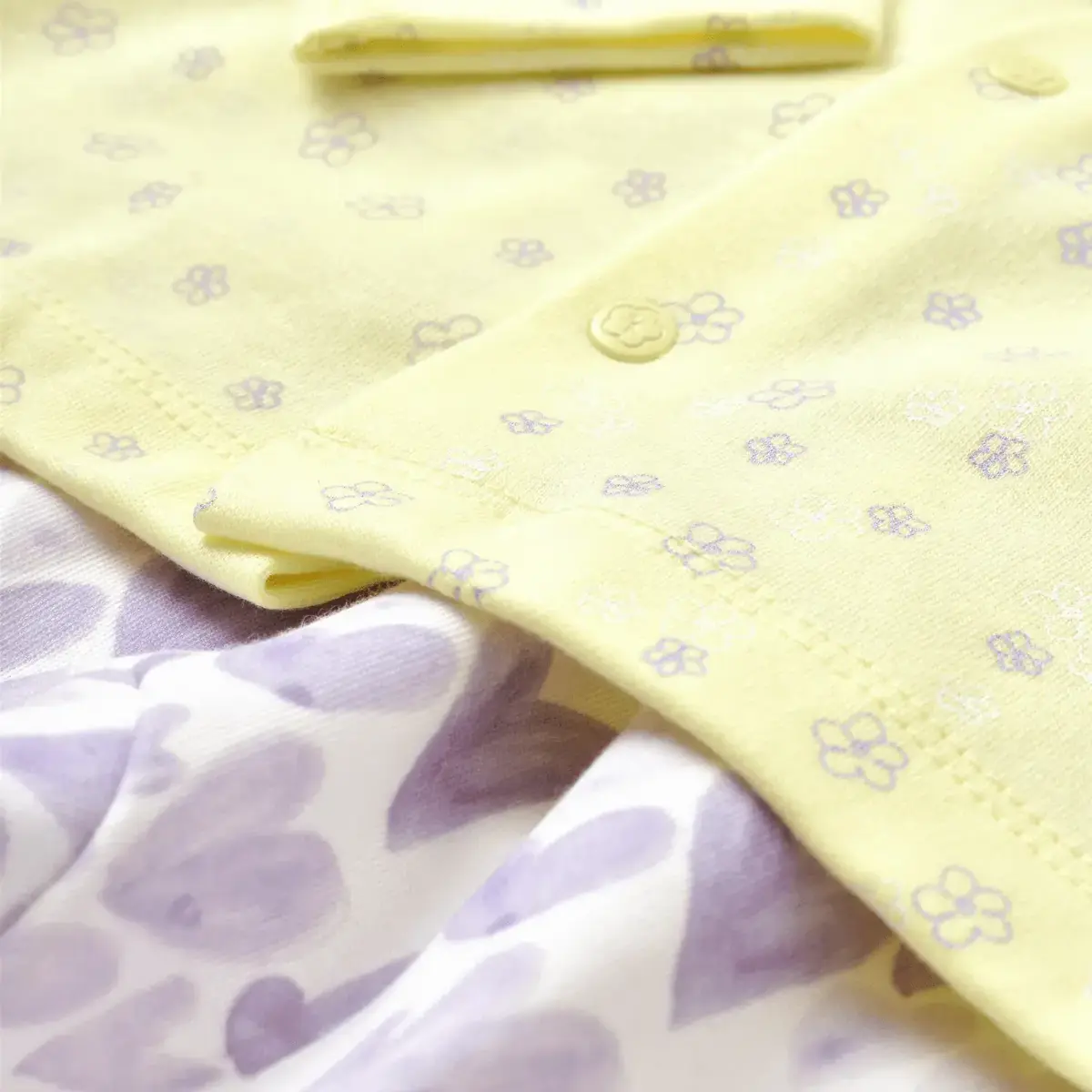 Bibaby Organik Pijama Takımı Love You Baby Yellow Lavander
