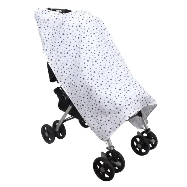 Sevi Bebe Müslin Bebek Arabası Örtüsü Gri Yıldız
