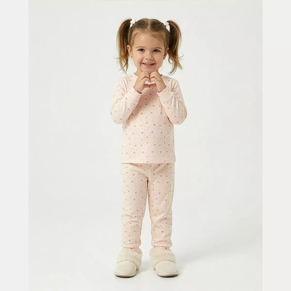 Ella Bonna Pijama Takımı Somon Kalp
