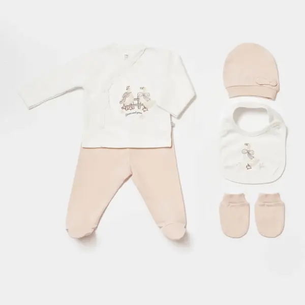 Bibaby Hastane Çıkışı 5li Twinn Duck Ekru - Pembe