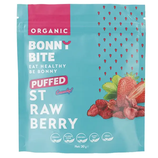Bonny Bite Puffed Organik Çilek Cipsi 20 gr