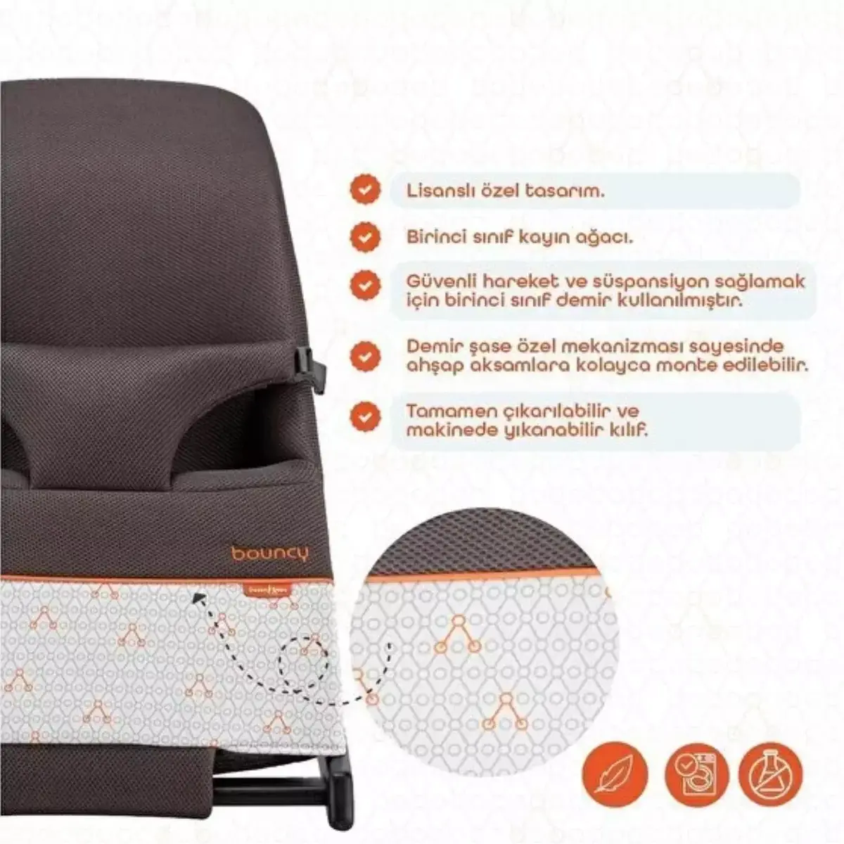 Gezenbebe Bouncy Ev Tipi Ana Kucağı Charcoal